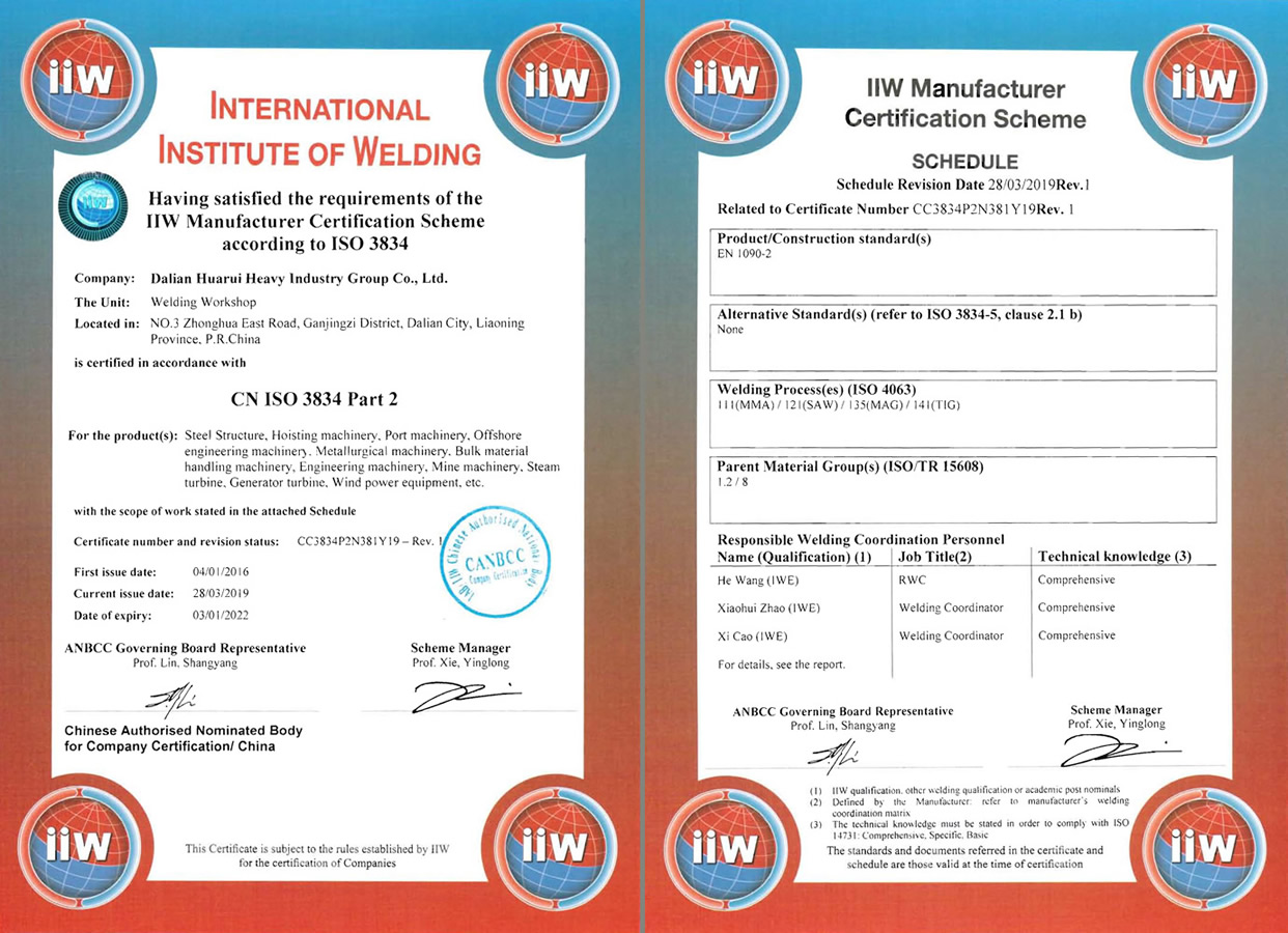 国际焊接体系认证证书